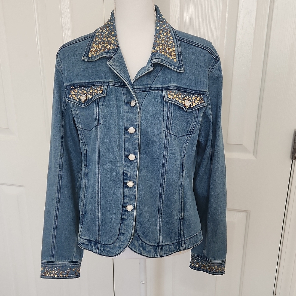 Disney Vintage Mickey Denim Jacket Rhinestone Studded Medium